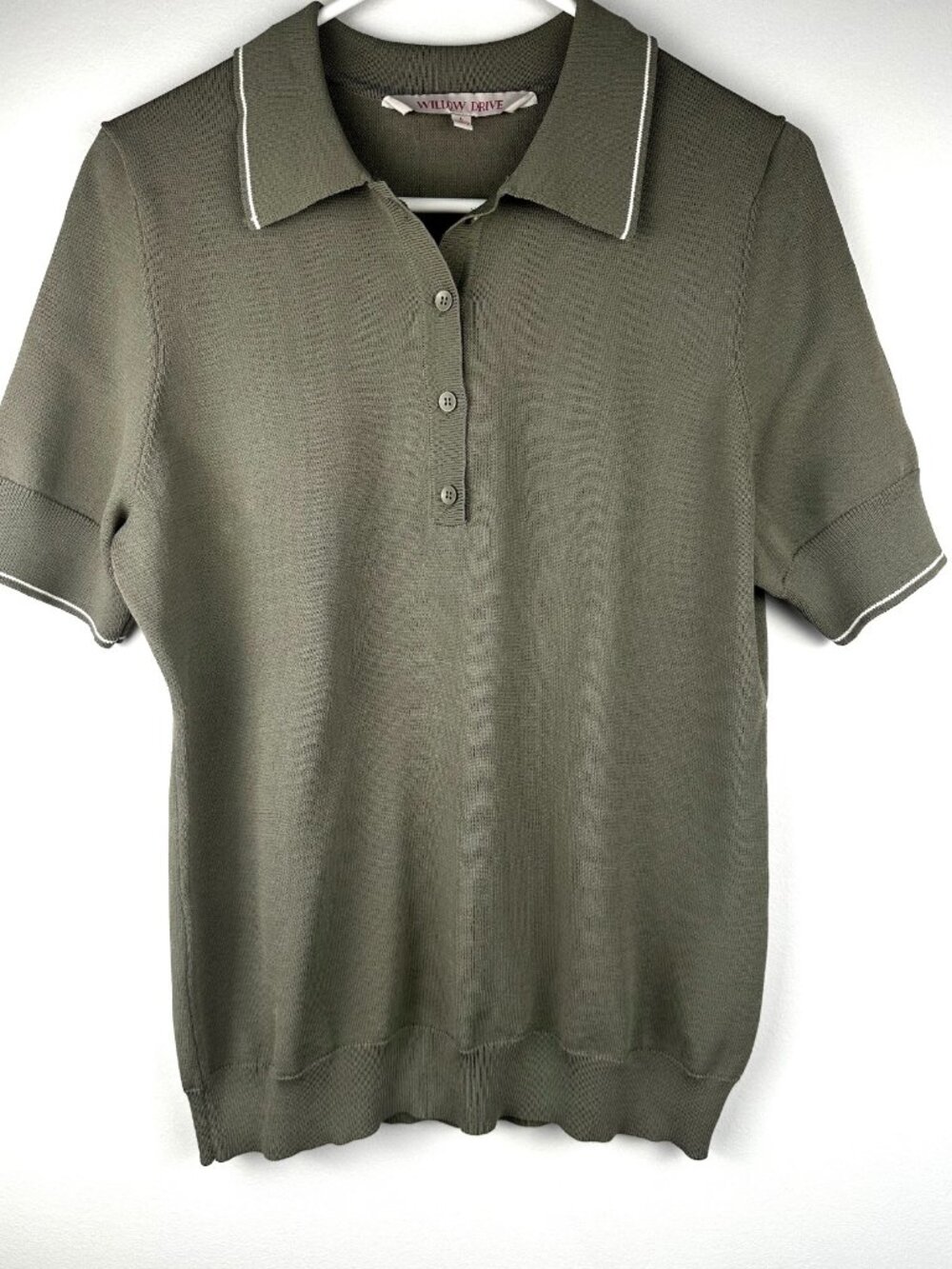 Willow Drive Olive Green Knit Polo Top Size Large